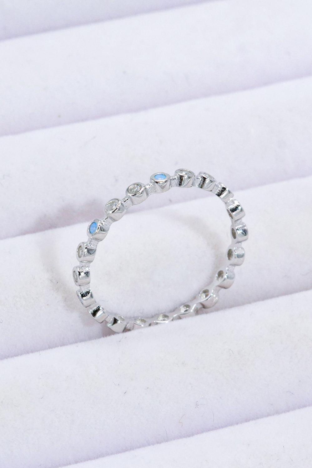 925 Sterling Silver Zircon and Natural Moonstone Ring - Flyclothing LLC