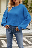 Round Neck Dropped Shoulder Sweater - Trendsi - Flyclothing LLC