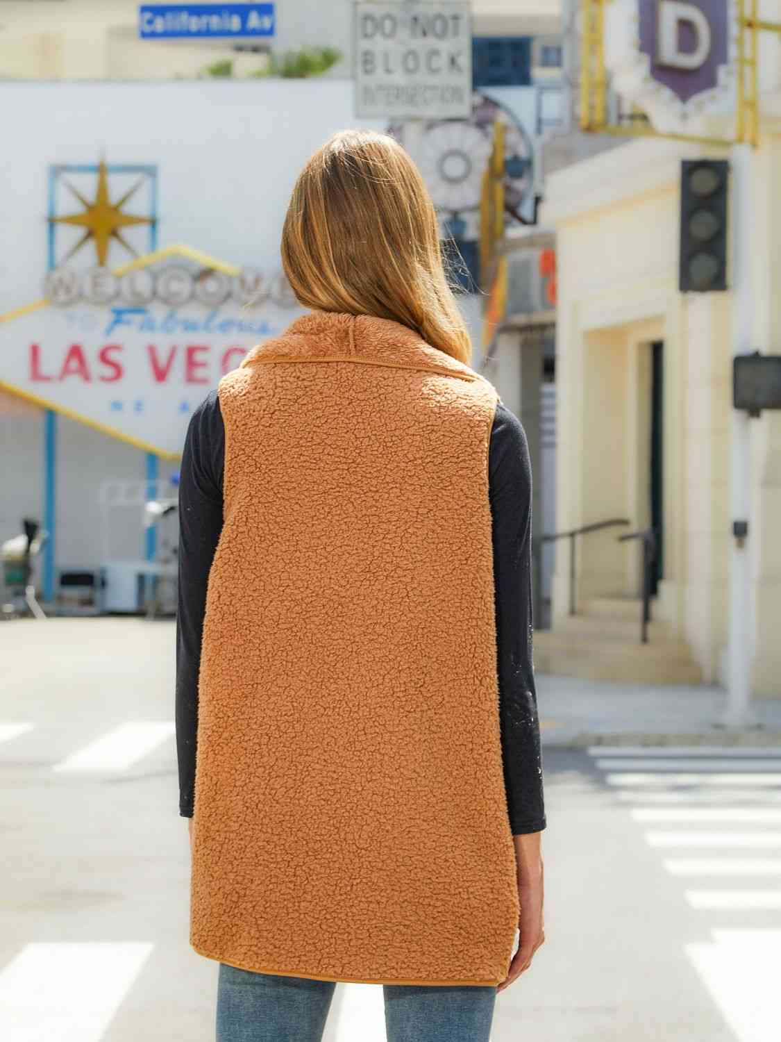 Open Front Collared Vest - Trendsi - Flyclothing LLC