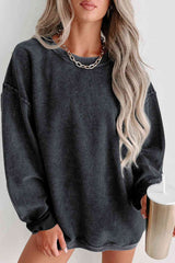 Round Neck Dropped Shoulder Sweatshirt - Trendsi - Flyclothing LLC