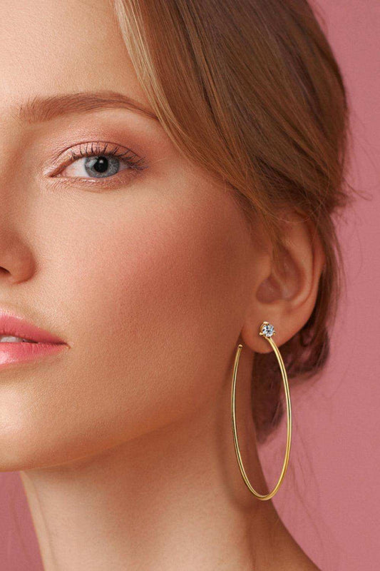 925 Sterling Silver Moissanite Hoop Earrings - Trendsi - Flyclothing LLC