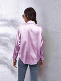 Collared Neck Buttoned Long Sleeve Shirt - Trendsi - Flyclothing LLC