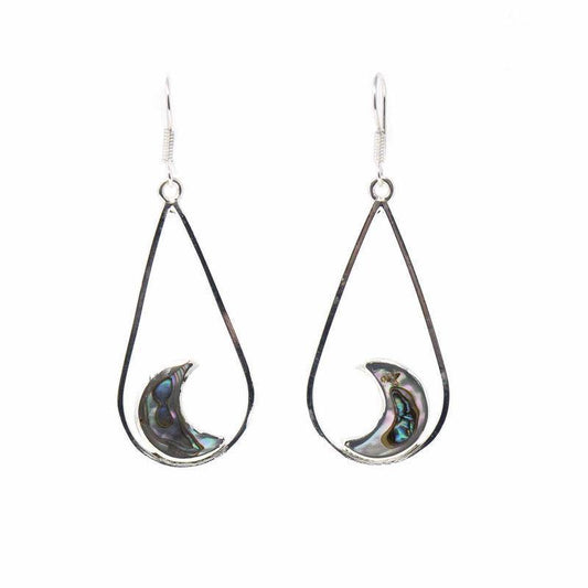 Earrings, Teardrop with Abalone Half Moons - Artisana