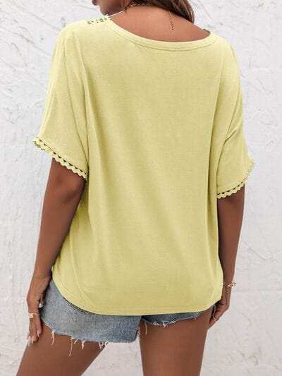 Lace Detail V-Neck T-Shirt - Trendsi - Flyclothing LLC