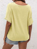 Lace Detail V-Neck T-Shirt - Trendsi - Flyclothing LLC
