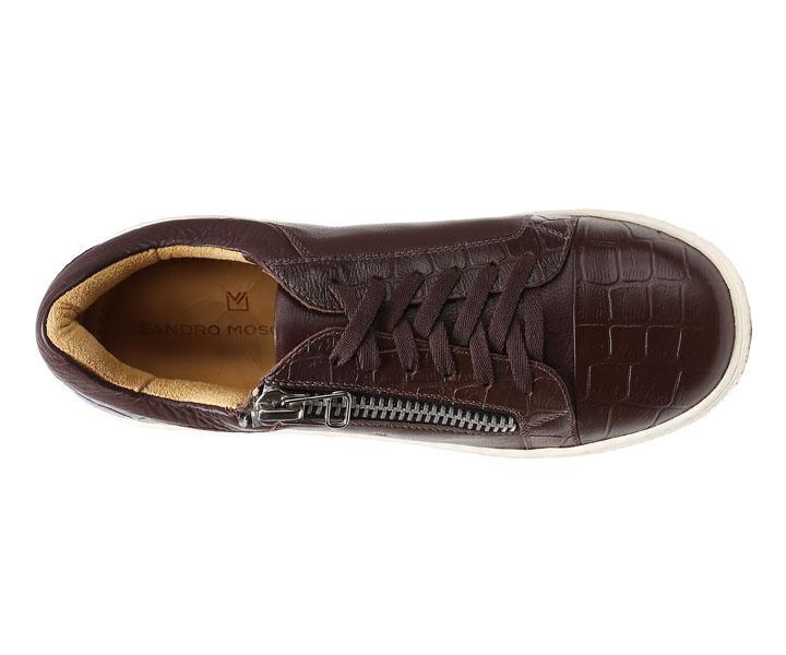 Sandro Moscoloni Cassius Brown Leather Side-Zip Sneaker - Flyclothing LLC