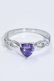 Crystal Heart 925 Sterling Silver Ring - Trendsi