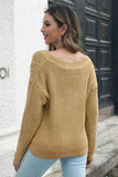 Cable-Knit V-Neck Sweater - Trendsi - Flyclothing LLC