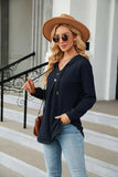Long Sleeve Hooded Blouse - Trendsi - Flyclothing LLC