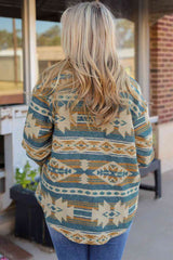 Geometric Button Down Collared Jacket - Trendsi - Flyclothing LLC