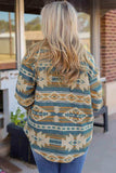 Geometric Button Down Collared Jacket - Trendsi - Flyclothing LLC