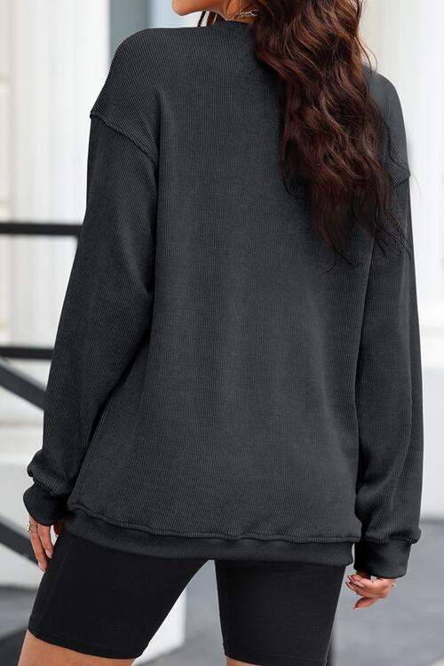 Sequin Candy Cane Round Neck Sweatshirt - Trendsi - Flyclothing LLC