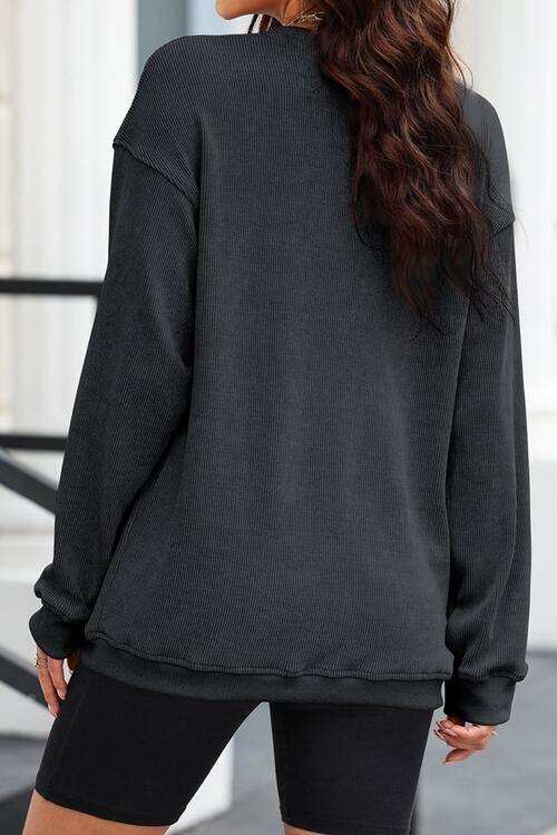 Sequin Candy Cane Round Neck Sweatshirt - Trendsi - Flyclothing LLC