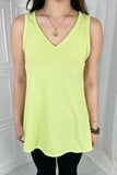 Blumin Apparel Chance of Sun Full Size Ribbed V-Neck Tank in Green - Trendsi