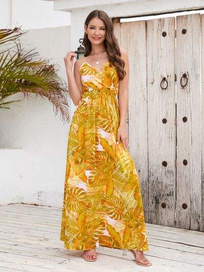 Printed Surplice Spaghetti Strap Dress - Trendsi - Flyclothing LLC