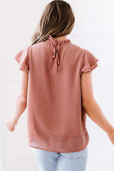 Polka Dot Smocked Flutter Sleeve Blouse - Trendsi - Flyclothing LLC