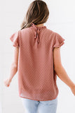 Polka Dot Smocked Flutter Sleeve Blouse - Trendsi