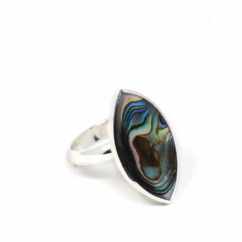 Ring, Abalone and Silver Ellipse - Flyclothing LLC