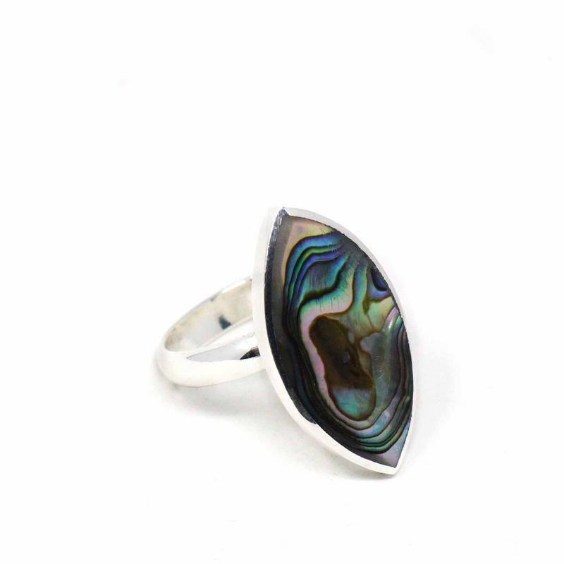 Ring, Abalone and Silver Ellipse - Artisana