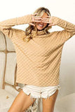 BiBi Checkered Round Neck Thumbhole Long Sleeve Top - Trendsi - Flyclothing LLC