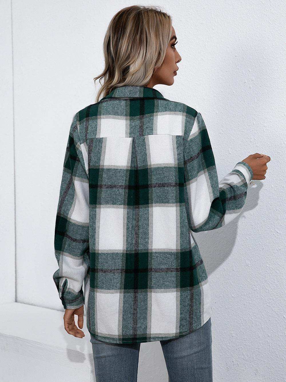 Plaid Button Up Flannel Shirt - Trendsi - Flyclothing LLC