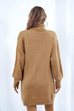 Openwork Turtleneck Long Sleeve Sweater Dress - Trendsi - Flyclothing LLC
