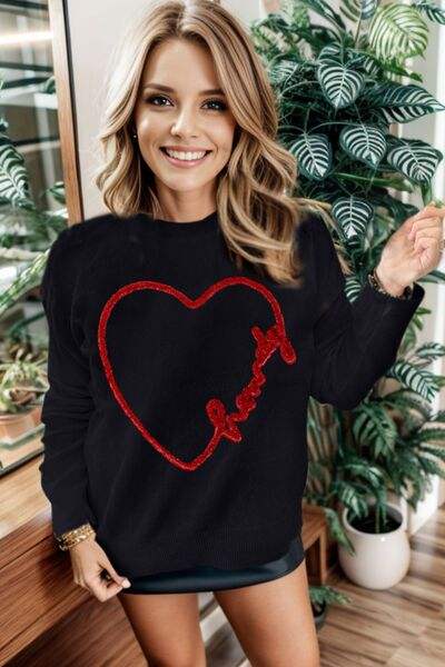 Round Neck Long Sleeve Sweater - Trendsi - Flyclothing LLC
