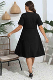 Plus Size Round Neck Openwork Dress - Trendsi - Flyclothing LLC