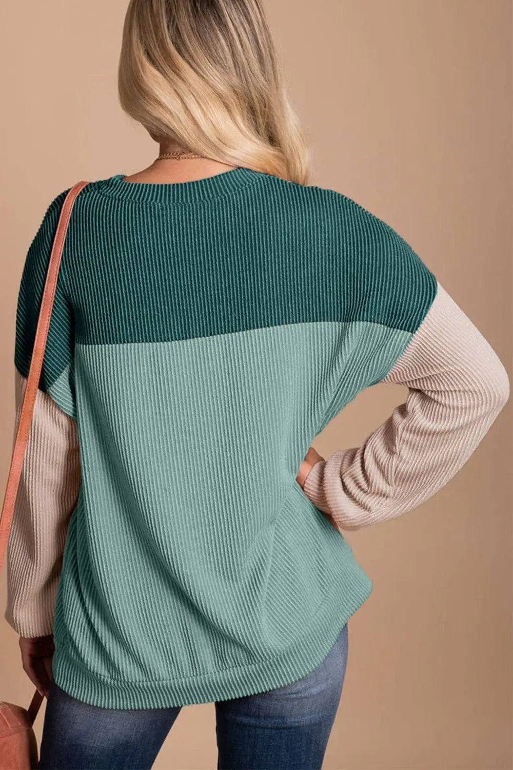 Color Block Dropped Shoulder T-Shirt - Trendsi - Flyclothing LLC