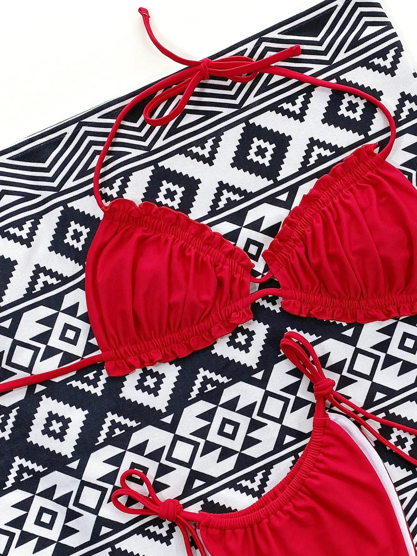 Frill Trill Halter Neck Bikini Set - Trendsi - Flyclothing LLC