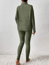 Ribbed Turtleneck Top and Pants Set - Trendsi - Flyclothing LLC