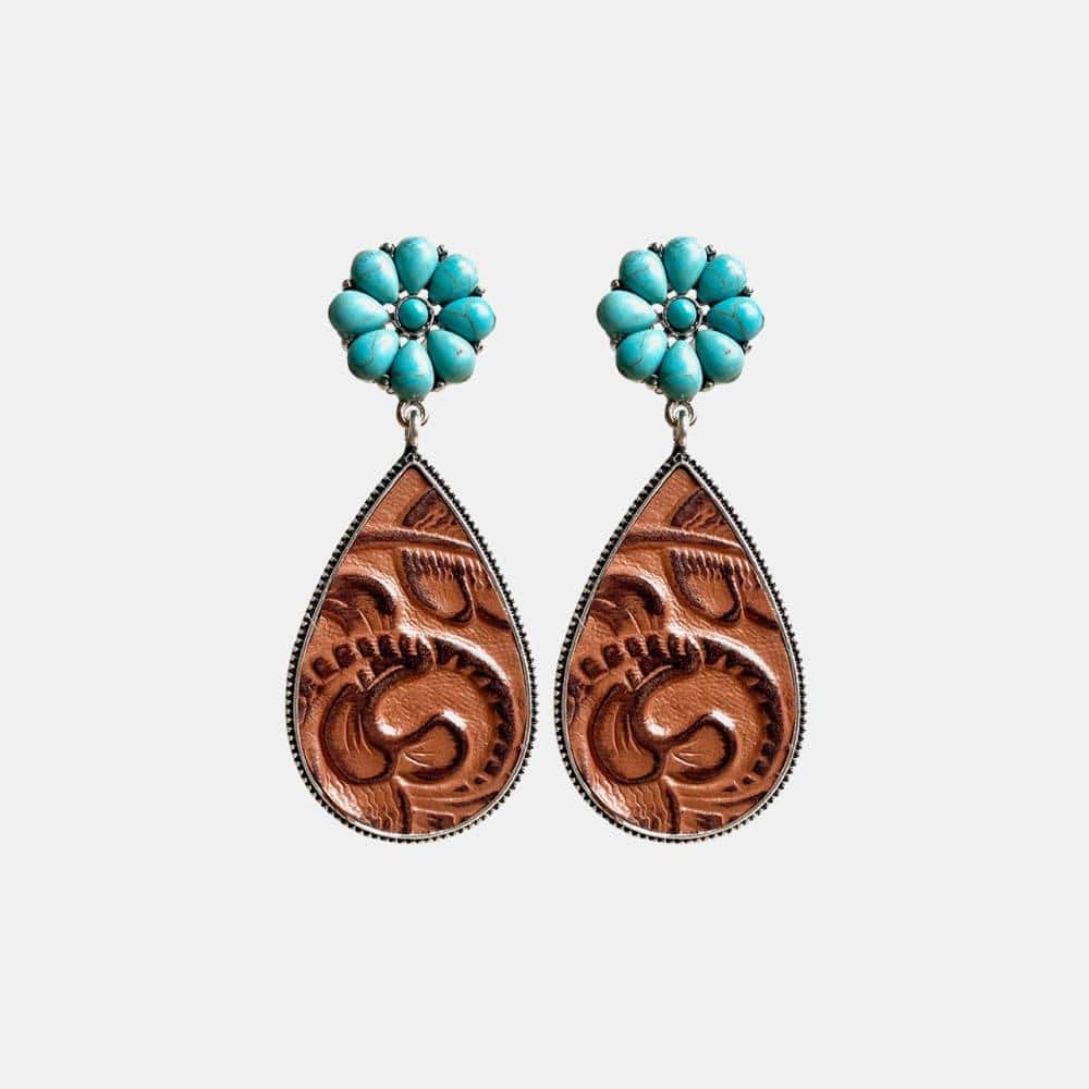 Turquoise Flower Teardrop Earrings - Flyclothing LLC