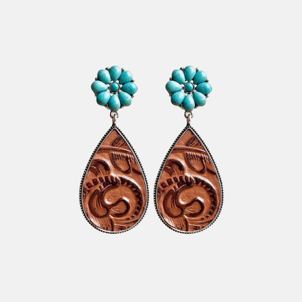 Turquoise Flower Teardrop Earrings - Trendsi - Flyclothing LLC