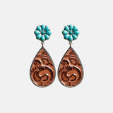Turquoise Flower Teardrop Earrings - Trendsi - Flyclothing LLC
