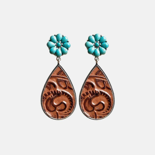 Turquoise Flower Teardrop Earrings - Flyclothing LLC