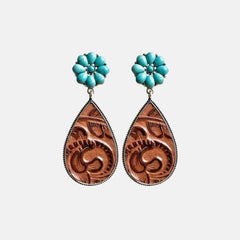 Turquoise Flower Teardrop Earrings - Flyclothing LLC