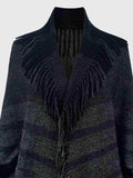 Fringe Detail Open Front Poncho - Trendsi - Flyclothing LLC