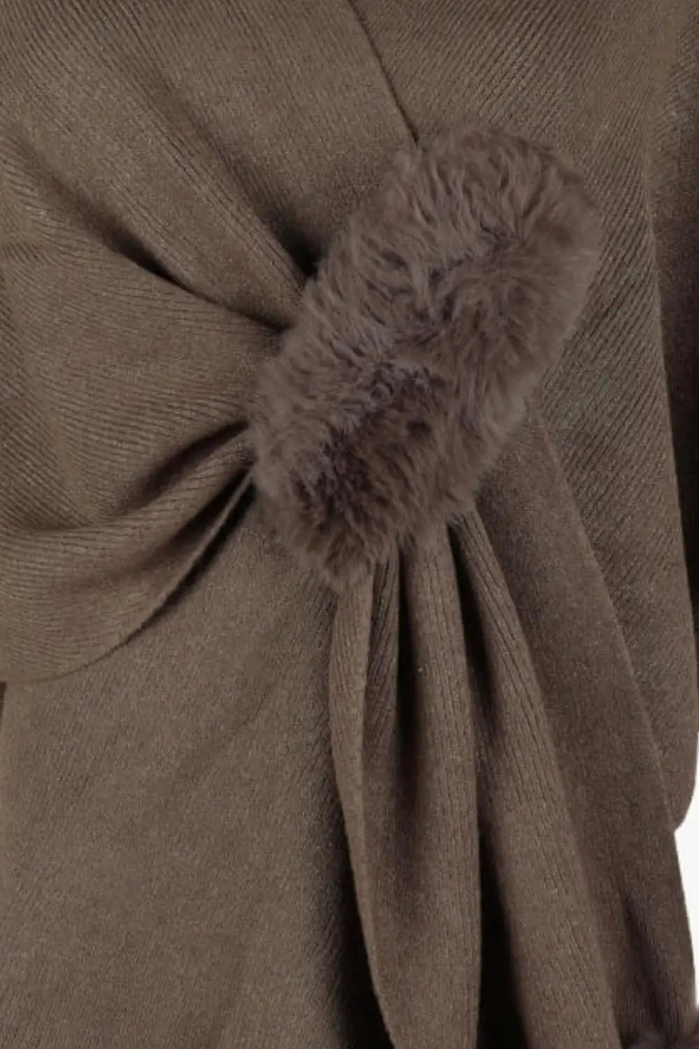 Surplice Neck Pom-Pom Trim Poncho - Trendsi - Flyclothing LLC