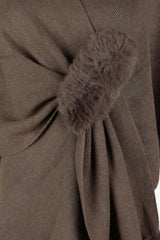 Surplice Neck Pom-Pom Trim Poncho - Trendsi - Flyclothing LLC