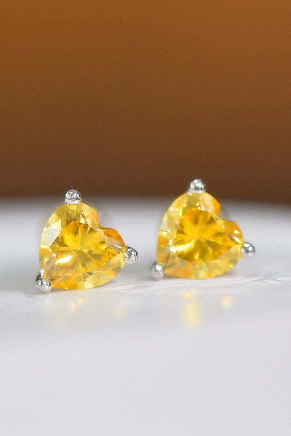 2 Carat Yellow Heart Moissanite Platinum-Plated Earrings - Trendsi - Flyclothing LLC