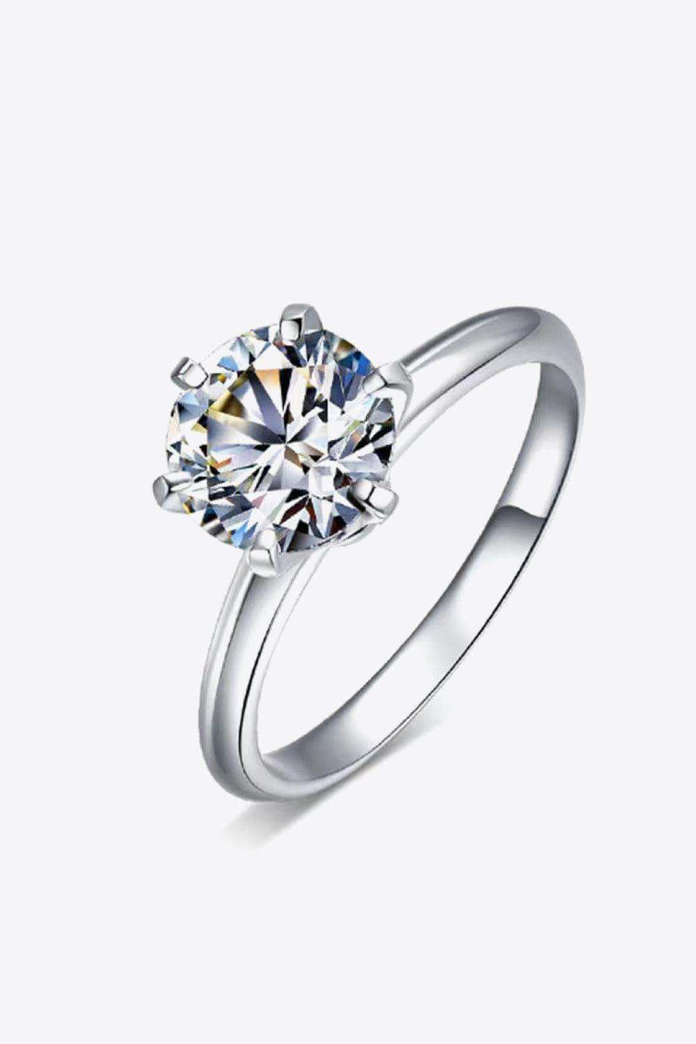 925 Sterling Silver Moissanite 6-Prong Ring - Trendsi - Flyclothing LLC