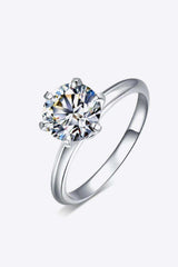 925 Sterling Silver Moissanite 6-Prong Ring - Trendsi - Flyclothing LLC