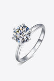 925 Sterling Silver Moissanite 6-Prong Ring - Trendsi
