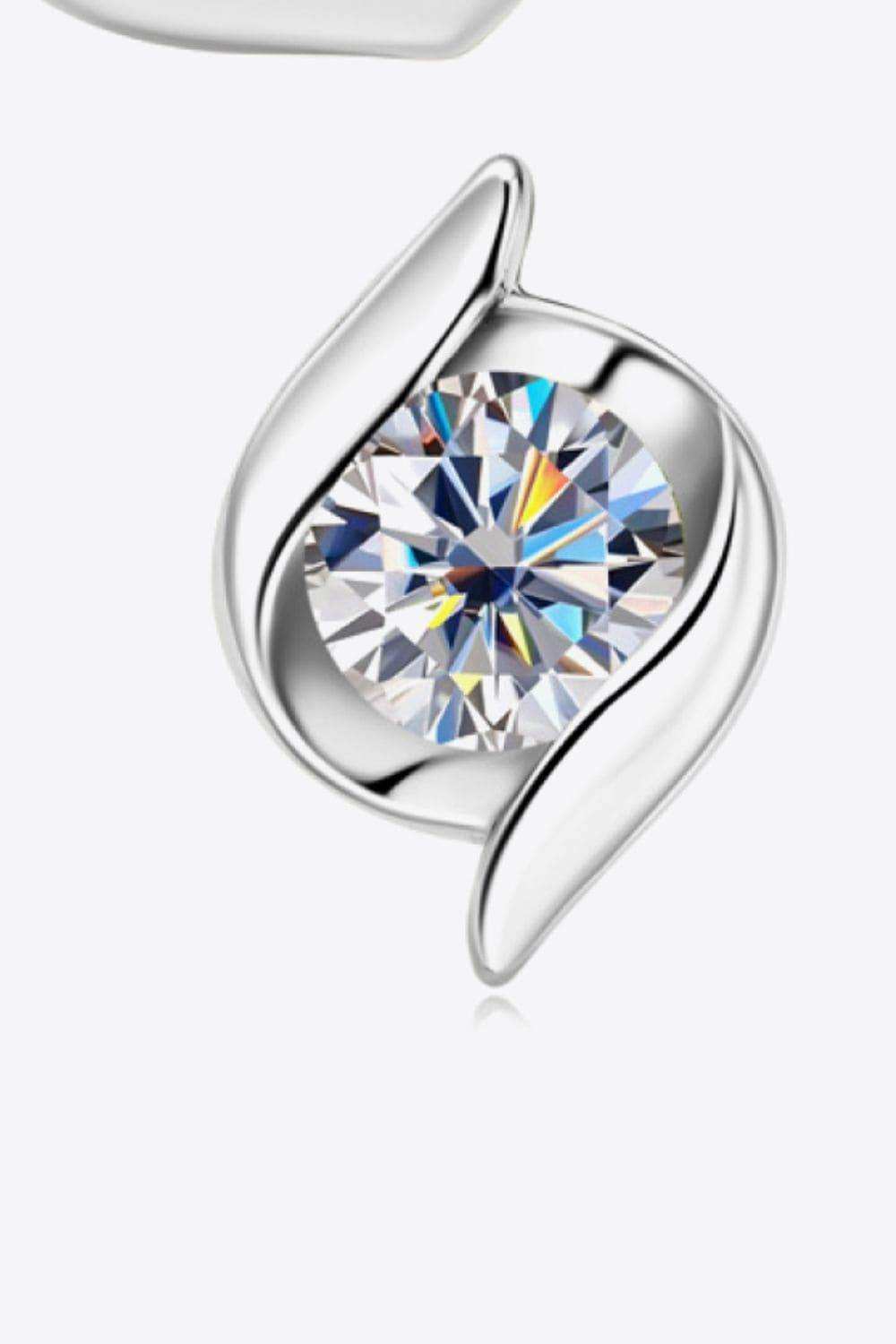 1 Carat Moissanite 925 Sterling Silver Stud Earrings - Trendsi - Flyclothing LLC