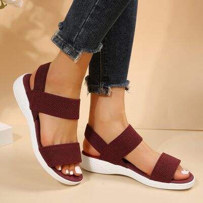 Rubber Open Toe Low Heel Sandals - Trendsi - Flyclothing LLC