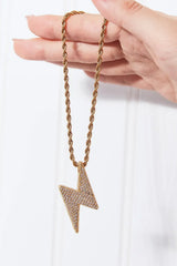 GNJ MANUFACTURING Cubic Zirconia Lightning Pendant Necklace - Trendsi - Flyclothing LLC