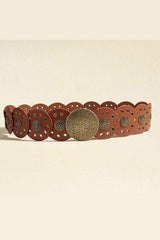 Round Shape PU Leather Belt - Trendsi - Flyclothing LLC