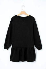 Round Neck Dropped Shoulder Mini Dress - Trendsi - Flyclothing LLC