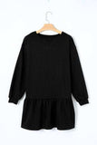 Round Neck Dropped Shoulder Mini Dress - Trendsi - Flyclothing LLC