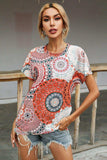 Printed Round Neck Short Sleeve Tee - Trendsi - Flyclothing LLC